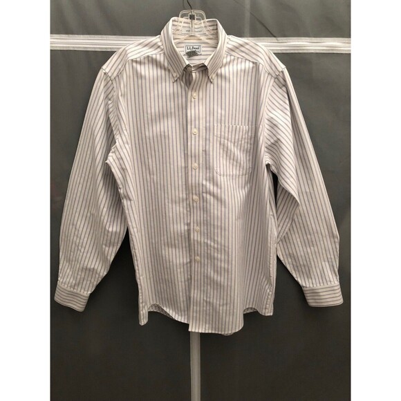 L.L. Bean Wrinkle Resistant Blue Stripe Men's Shirt Medium 15 1/2-35 - Picture 1 of 3